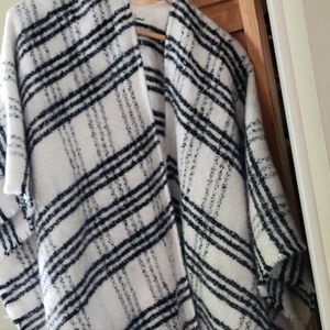 Cozy Black and White Striped Poncho AERIE NWT